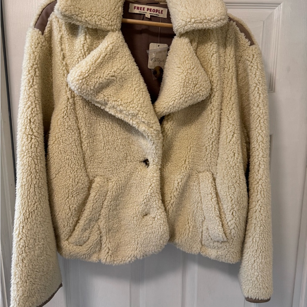 Free People Cream Teddy Jacket